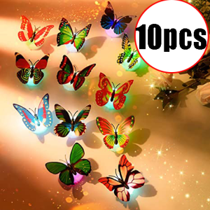 10pcs Random Design Glowing 3D Butterfly Night Light LED Wall Sticker Creative Wall Decoration 3D Butterfly LED Night Light Glowing Butterfly Wall Sticker