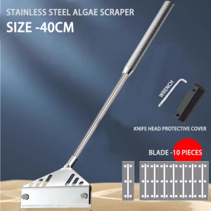 ZRDR | Aquarium Cleaning Tool Algae Scraper Stainless Steel No Dead Corners Flat Sand Algae Removal Dual-Use Fish Tank Algae Scraper