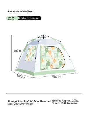 deer land | Automatic Instant Family Suitable For 3-4 People Camping Outdoor Tent