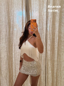Resort Style Fringe Halter Top Women