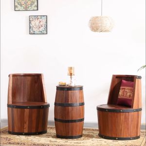 โต๊ะเก้าอี้ทรงถังแบบย้อนยุคสามารถวางในห้องนั่งเล่น เก้าอี้เก็บของได้ โต๊ะในร้านกาแฟ โต๊ะกาแฟ โต๊ะน้ำชา พร้อมเก้าอี้เป็นชุด