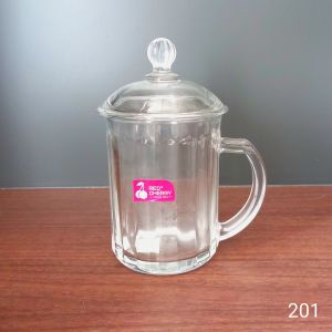 Glass Tea Cup 350ml / Mug Gelas Tutup / Mug Tutup Beling 350ml