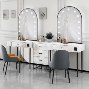 Professional Makeup Artist Desktop Makeup Mirror with Bulb Tattoo Shop Stylist Specialized Dressing Table Nordic Style