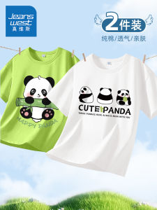 Jeanswest Boys Cotton T-Shirt round Neck Short Sleeve Casual Summer Clothes Childrens Thin Fashionable Clothing for Boys