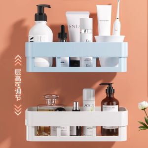 Bathroom Wall Mounted Storage Shelf Toilet Washstand Organizer No Drilling Modern Style Plastic Storage Rack for Toiletries