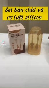 Set bàn chải và tưa lưỡi silicon cho bé gấu con Finley