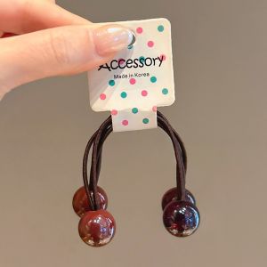 ยางรัดผมยืดหยุ่นสูงสำหรับผู้หญิง รัดผมแบบมีลูกปัด 2 ลูก รัดผมหางม้า ประดับผม แฟชั่นฤดูร้อน 2024 ของใหม่ ไม่มีการติดตั้ง