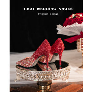 Gradual Color High Heels Chinese Style Wedding Shoes Women New 2025 Comfortable Not Tired Foot Fashionable Single Shoes