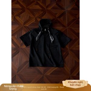 ZHUOCAN | Áo Thun Hoodie Tay Ngắn Tie-Dye Mỹ Thoáng Khí