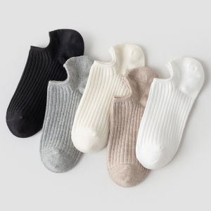 BIBLIO Ladies Socks Cotton Japanese Style Plain Color Breathable and Comfortable Ankle Socks