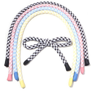 2pcs/lot 55cm Sweet Plaid Cotton Filled Cord Rope For Handmade Bows DIY Jewelry Making Girls Headwear Clothes Decoration