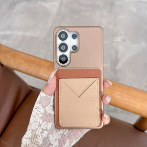 Luxury Litchi Leather V-Shaped Envelope Pocket Wallet For Samsung Galaxy S26 S25 S24 S23 Ultra FE Plus Camera Protection Cover