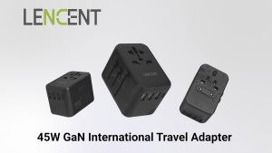 Lencent PD 45W Bộ điều hợp du lịch toàn cầu về bộ sạc nhanh Bộ sạc quốc tế với 2 cổng USB & 3 bộ chuyển đổi sạc nhanh USB-C PD tất cả trong một bộ chuyển đổi bộ sạc tường trên toàn thế giới cho iPhone Samsung