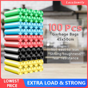 Garbage Bags 45cmx50cm 5Rolls 100Pcs Thickened Portable Disposable Rubbish Bag Cleaning Trash Bag Dustbin Plastik Sampah