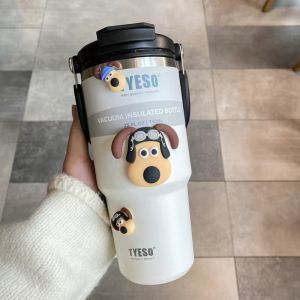 Dual Drinkable Large Capacity Car Insulated Cup with Straw Cold Preserving