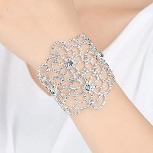 New Fashion Floral Design Bracelet High-End Vintage Rhinestone Cross-Border Accessories Womens Gold Plated Gemstone Jewelry