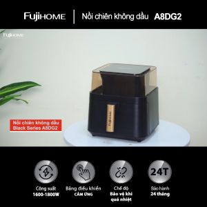 Nồi chiên không dầu 8L Nhập Khẩu Fujihome nồi chiên điện tử cao cấp 15 chế độ nấu mặt kính trong tự ngắt tặng kẹp gắp