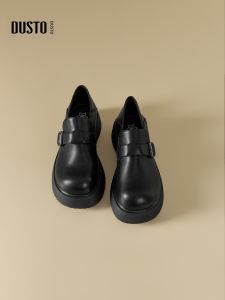 DUSTO | Heel Heightening Loafer Shoes Deep Mouth British Style Black