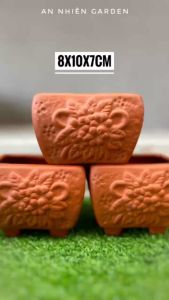 Chậu Đất Nung Hình Vuông hoa văn Kích thước 10x8x7cm - Trồng Sen Đá - Xương Rồng- LỖI 1 ĐỔI 1
