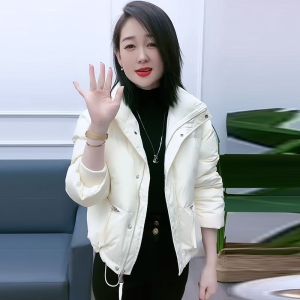 Áo Khoác Cotton Dày Cổ Đứng Cho Nữ Mùa Đông 2025 Áo Khoác Cotton Dài Ngắn Thường Ngày Có Túi Không Có Mũ Trùm Đầu