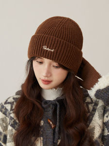Winter Work Clothing All-Matching Knitted Hat Girls K-style Fashion Minimalist Embroider Woolen Cap Thickened Heattech Couple Hat