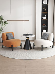 YIZUO | Creamy Style Matte Velvet Modern Single Sofa Chair