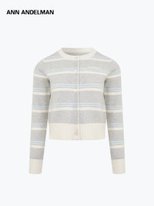 ANN ANDELMAN | French Style Stripe Round Neck Sweater Cardigan