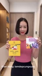 [Giao Hỏa tốc] Rubiss Apple juice detox nước ép táo giảm cân tặng kèm hộp viên nghệ saffron 15 gói - tem lớp bạc đầy đủ soạn tin tổng đài