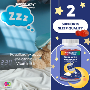Holistic Way Sleep Well Melatonin Gummy – Supports Relaxation & Quality Sound Sleep with Passiflora Extract & Vitamin B6 — Halal | Vegan (60 Gummies per bottle)