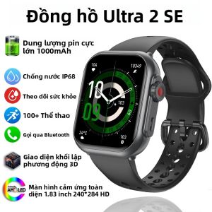 Đồng Hồ Thông Minh 2025 New Ultra 2 SE Màn Hình AMOLED 1.85 Inch Cảm Ứng Đầy Đủ Hỗ Trợ Gọi Bluetooth Chống Nước Theo Dõi Sức Khỏe 100+ Chế Độ Thể Thao Tương Thích Với iOS Và Android