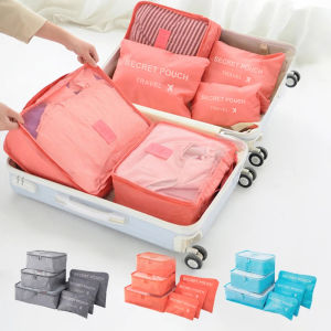 6 Pcs/Set Pink/Blue/Grey Travel Storage Bag Large Capacity Waterproof Luggage Clothing Underwear Storage with Zipper