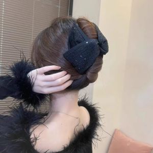 Hepburn Style Black Rhinestone Houndstooth Womens Hair Clip