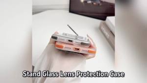 For Magsafe Stand Glass Lens Protection Phone Cases For iPhone 17 16 15 14 13 Pro Max Plus Air Shockproof Magnetic Back Cover