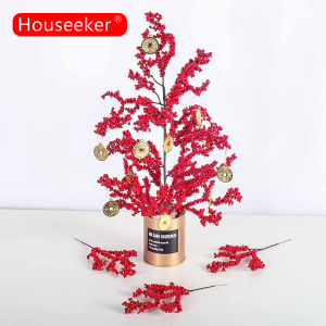 Houseeker Cành Hoa Giả Trang Trí Quả Mọng Đỏ Giáng Sinh Đồ Trang Trí Cho Cây Giáng Sinh Cây May Mắn Tài Lộc Trang Trí Nhà Cửa