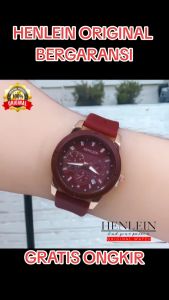 HENLEIN Jam Tangan Wanita Original Bergaransi Gaya Kasual Analog Tali Silikon HW-6001 Red Marun