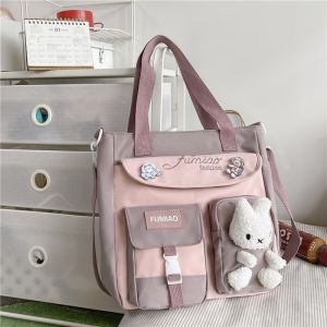 กระเป๋าสตางค์ผ้าใบนักเรียนขนาดใหญ่ กระเป๋าใส่หนังสือสำหรับนักเรียนชั้นมัธยมต้น กระเป๋าสะพายไหล่แบบสะพายข้างสำหรับเด็กและเยาวชน