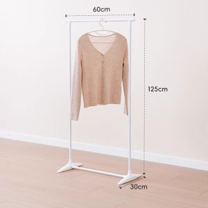 Simple Foldable Single Rod Clothes Drying Rack Indoor Balcony Bedroom Stainless Steel Manual Height Adjustment Clothes Drying Stand