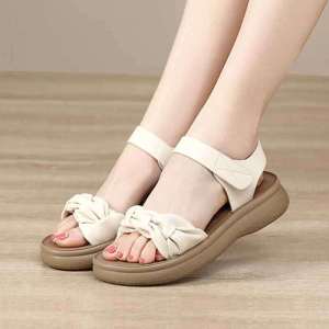 Womens Flat Bottom Casual Sandals Soft Sole Anti-Slip Summer New Style Comfortable Thick Heel Mid-Aged And Elderly Shoes