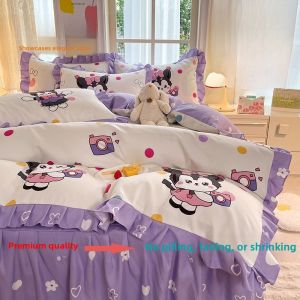 Princess Style Childrens Bedding Set Pure Cotton Quilt Cover Sheet Bed Skirt Duvet Cover Four Piece Bedding Set Korean Fresh