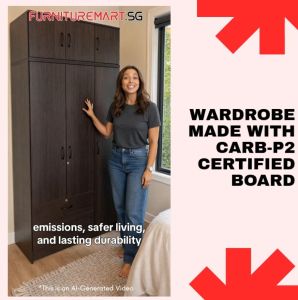 FurnitureMartSG Cyprus CARB-P2 Certified Board 1-5 Doors Tall Wardrobe with Drawers and Top Cabinet