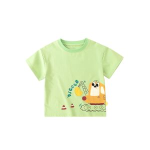 Stylish Short Sleeve T-Shirt for Boys And Girls Baby Fashionable Cotton Blend Fabric Summer Wear Cartoon Print round Neck