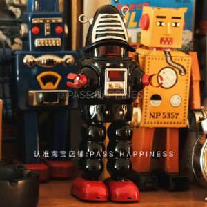 Classic Retro 50s Japanese Tin Wind-Up Robot Toy Christmas Birthday Gift Collectible Vintage Metal Construction Universal Gender