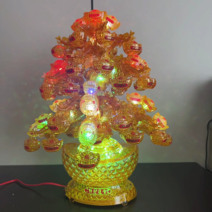 Fengshui Music and Light Money Tree Wealth Tree with Ingot Money Bar Home Decor Figurine