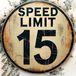 CIFbuy | Vintage Metal Speed Limit 15 Sign - Retro Round Wall Decor for Home Cafe Garage Gift