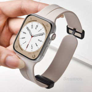 Sanptoch Silicone lỏng dây đeo iWatch Tương thích cho đồng hồ Apple 38mm 40mm 41mm 42mm 44mm 45mm 46mm 49mm Thể Thao Khóa từ dây đeo cho iWatch Series 10 9 8 7 6 5 4 SE Ultra2 thân thiện với da dây đeo