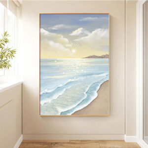 Home Entrance Painting Cream Sea View Aisle Corridor Hanging Painting Living Room Background Wall Mediterranean Restaurant Wallpaper