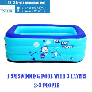 【1.5m&1.8m&1.2m】 Swimming Pool Kids Bath Pool Outdoor  Indoor Play Bathing Pool & play Mat  Water Pool Kids Girls Children Swimming Pool with Free Air Pump