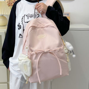 Korean Style Soft Backpack Light Weight Spine Friendly School Bag Large Capacity Multi Compartment Teenage Girls Secondary Student Daily Travel Rucksack