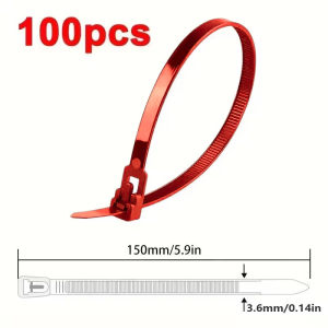 100PCS Reusable Self-Locking Nylon Cord Ties SecureFastening MixedColors Durable Flexible Ribbed Design for Indoor&Outdoor 2026