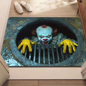 Vikamama Creative Clown Halloween Entry Floor Mat Durable Bathroom Crystal Velvet Water-Resistant Floor Mat Home Decoration